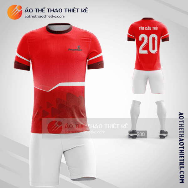 Mẫu quần áo bóng đá thiết kế Ngân hàng Vietcombank màu đỏ V1336