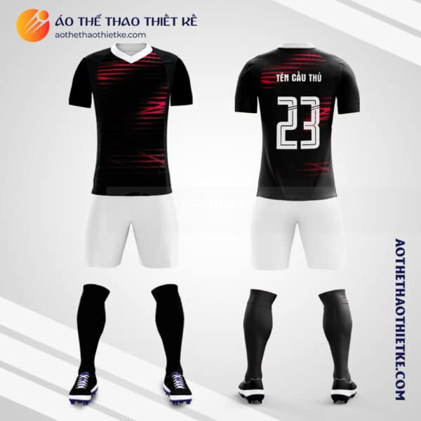 Áo bóng đá Câu lạc bộ tự thiết kế màu đen đỏ V1795