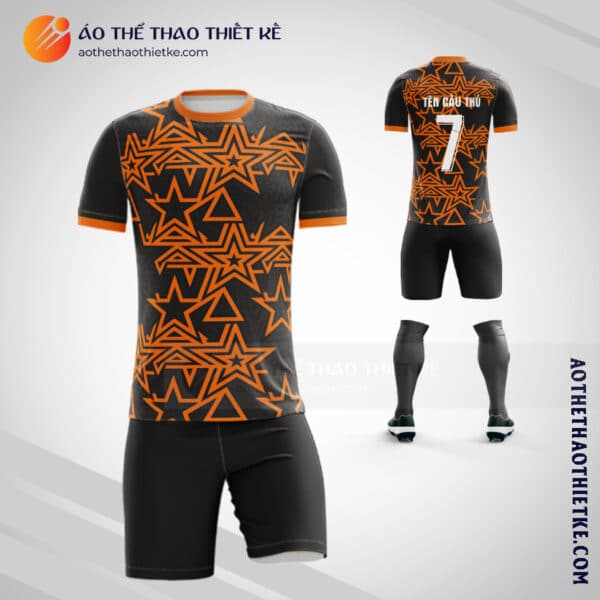 Mẫu áo câu lạc bộ bóng đá tự thiết kế star màu cam đen V1767