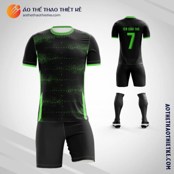 Mẫu áo đá banh Câu lạc bộ bóng đá màu đen và xanh lá tự thiết kế đẹp V2030