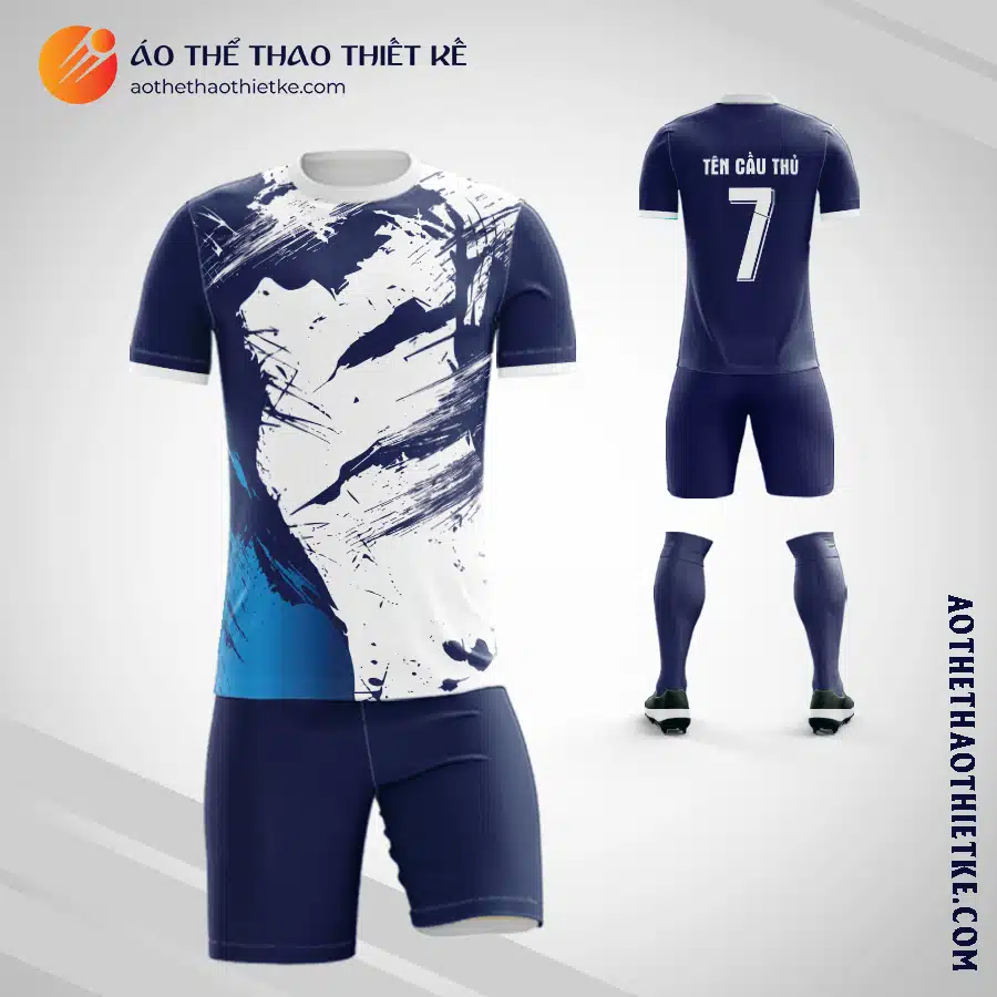 Mẫu áo đá banh Câu lạc bộ bóng đá tự thiết kế đẹp màu xanh dương V1990