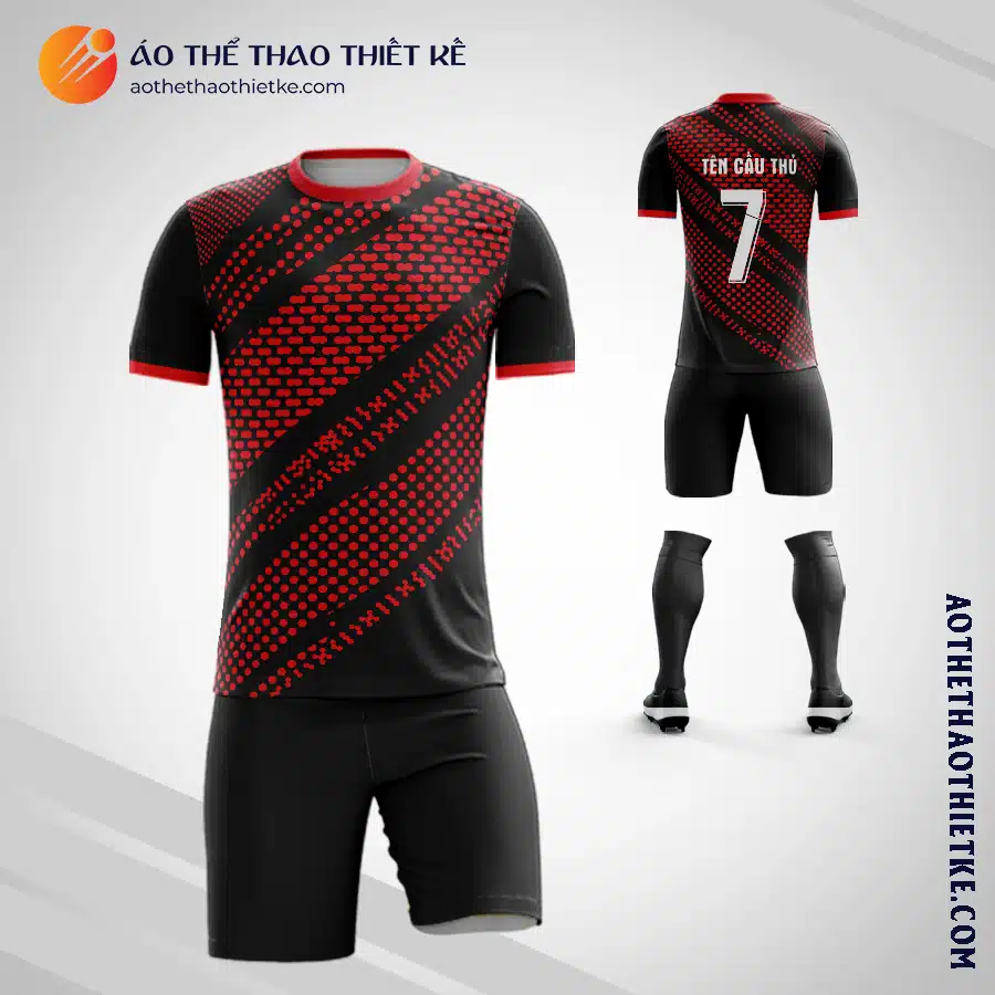Mẫu áo đá bóng Câu lạc bộ màu đỏ đen thiết kế V2119