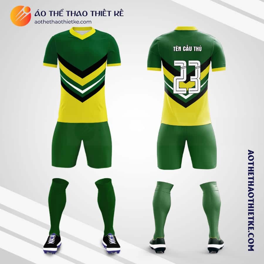 Mẫu áo đấu câu lạc bộ bóng đá tự thiết kế màu vàng và màu xanh lá V2036