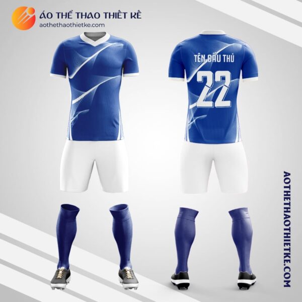 Mẫu áo bóng đá Câu lạc bộ màu xanh da trời tự thiết kế V2263