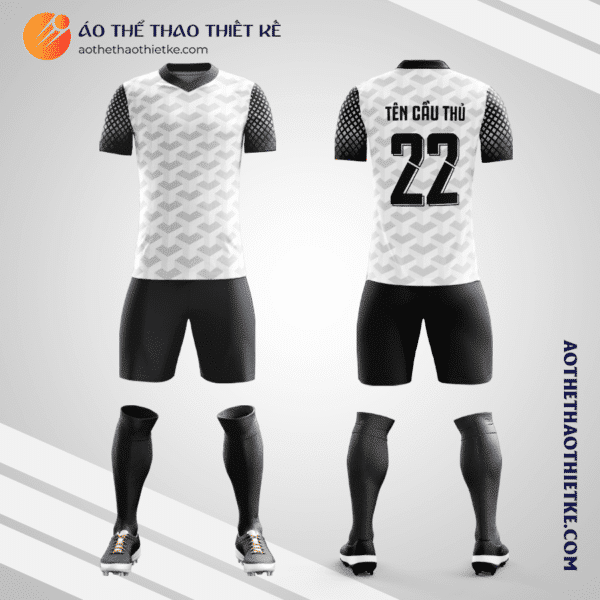 Mẫu áo bóng đá Sân bóng Đông Đô màu trắng đen tự thiết kế V2700