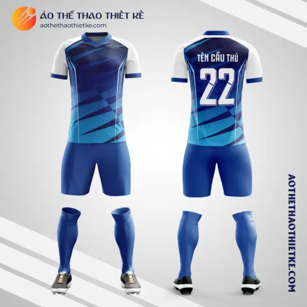 Mẫu áo bóng đá Sân bóng Hà Trì màu xanh tự thiết kế V2724