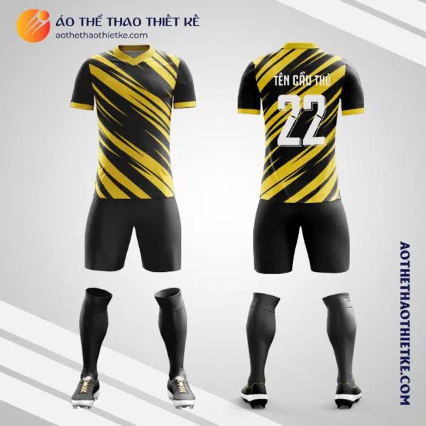 Mẫu áo bóng đá Sân bóng Mỗ Lao màu vàng đen tự thiết kế V2729