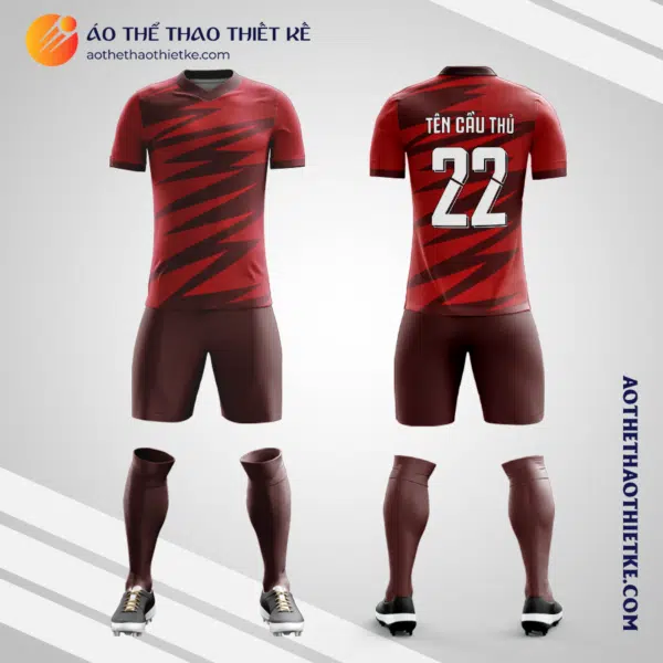 Mẫu áo bóng đá Sân bóng Ngọc Bảo màu đỏ đô tự thiết kế V2690