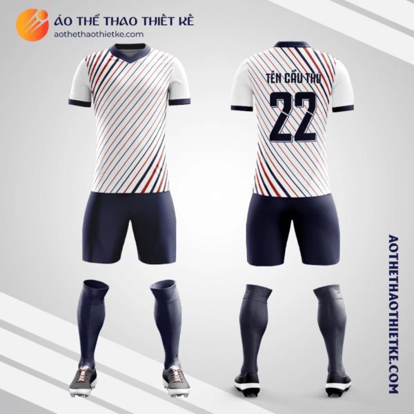 Mẫu áo bóng đá Sân bóng Pháp Vân màu trắng tự thiết kế V2720