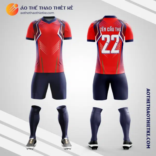 Mẫu áo bóng đá Sân bóng Zone 9 màu đỏ tự thiết kế V2727