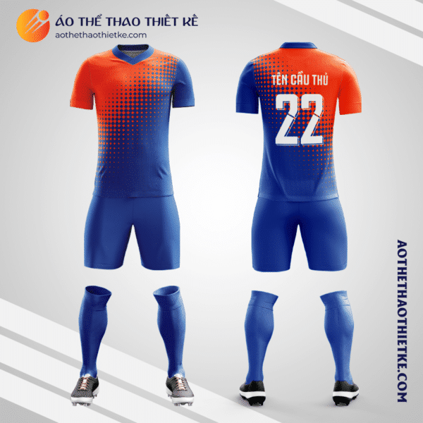 Mẫu áo bóng đá Sân bóng đá mini Vạn Phúc màu cam xanh tự thiết kế V2730