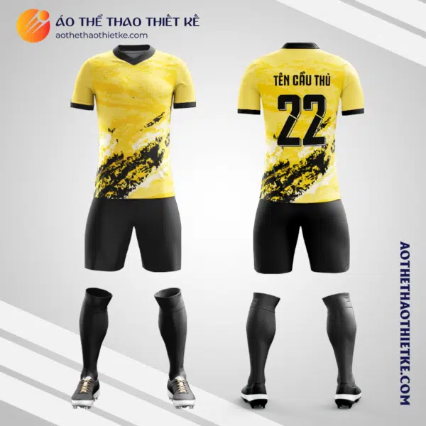 Mẫu áo bóng đá tháng 10 màu vàng tự thiết kế V2667