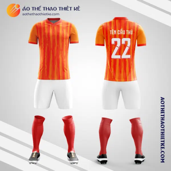 Mẫu áo bóng đá tháng 12 màu cam tự thiết kế V2669