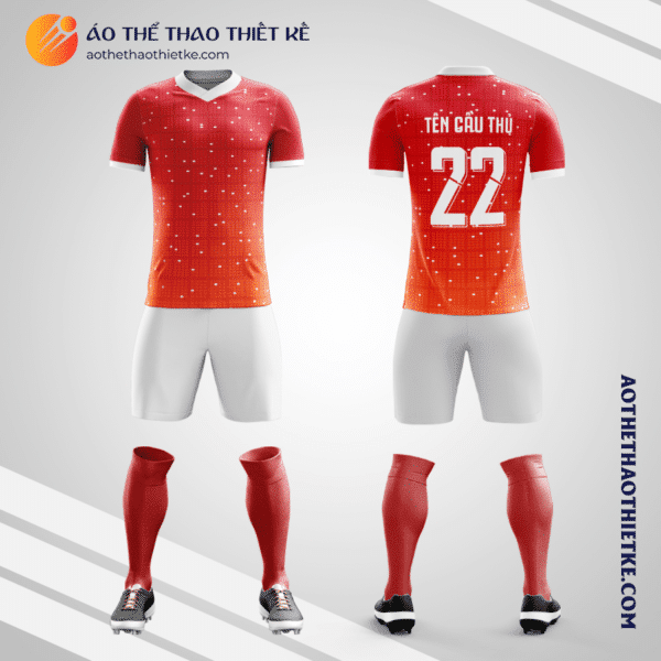 Mẫu áo bóng đá tháng 2 màu cam đẹp tự thiết kế V2658