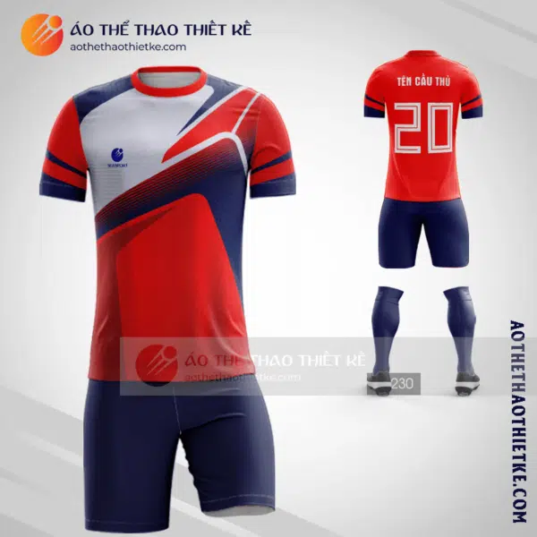 Mẫu áo bóng đá thiết kế độc lạ màu đỏ mới nhất V2267