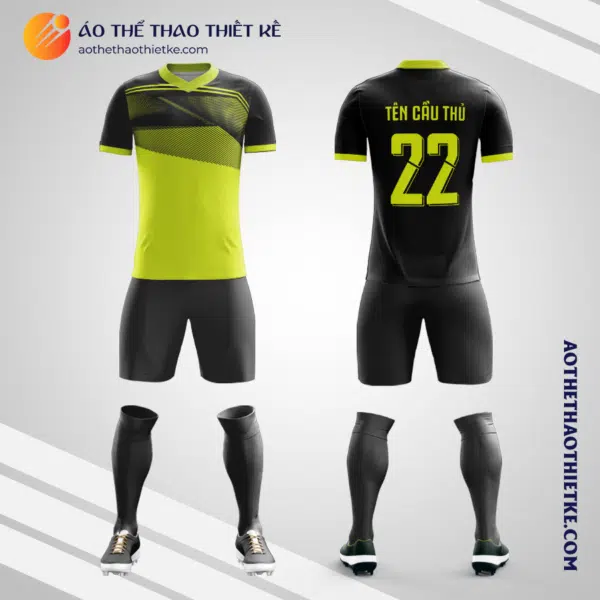 Mẫu áo bóng đá Sân bóng Hoàng Thịnh quận 9 màu đen đen tự thiết kế V2795