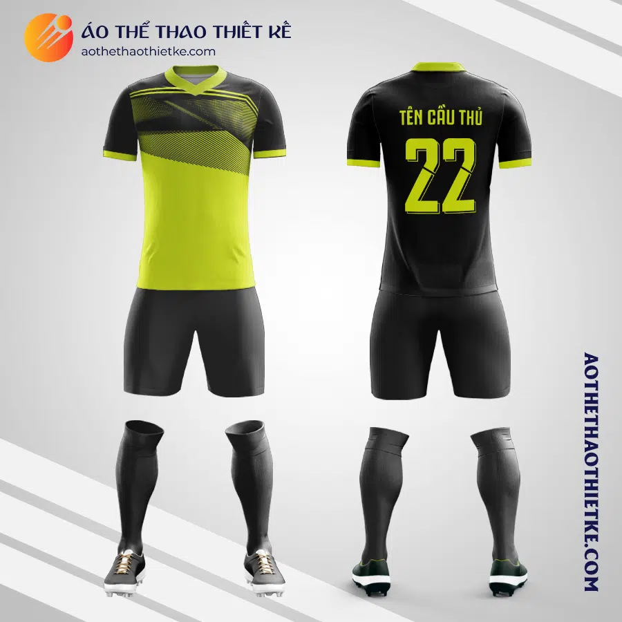 Mẫu áo bóng đá Sân bóng Hoàng Thịnh quận 9 màu đen đen tự thiết kế V2795