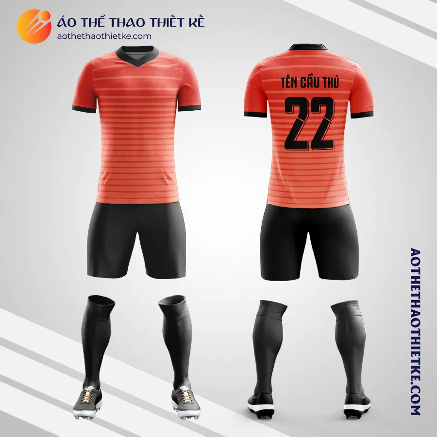 Mẫu áo bóng đá Sân bóng Lam Sơn quận 9 màu đen cam tự thiết kế V2793