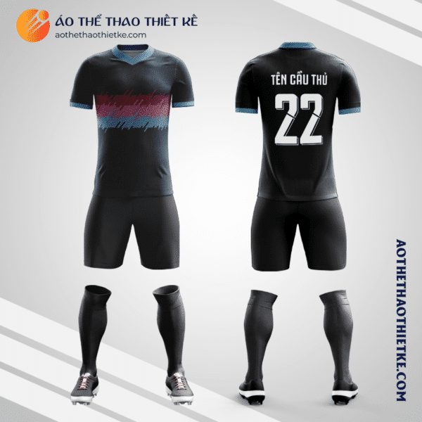 Mẫu áo bóng đá Sân bóng đá D3 quận Bình Thạnh màu xanh đen tự thiết kế V2846