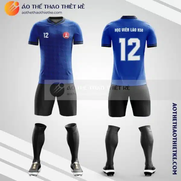 Mẫu quần áo bóng đá du học sinh Lào Khoa Quốc Tế Học Viện Kỹ Thuật Quân Sự màu hồng xanh thiết kế V2850