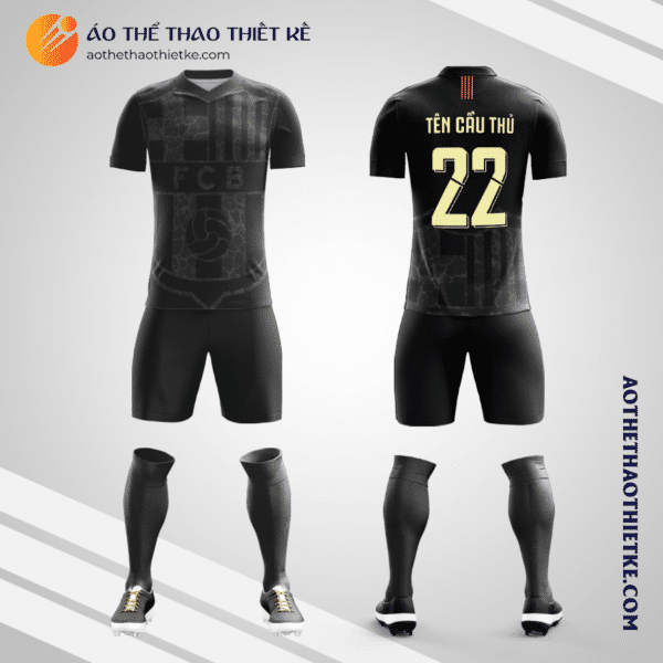 Mẫu đồ đá banh Câu lạc bộ bóng đá Barcelona 2022 màu đen tự thiết kế V2884