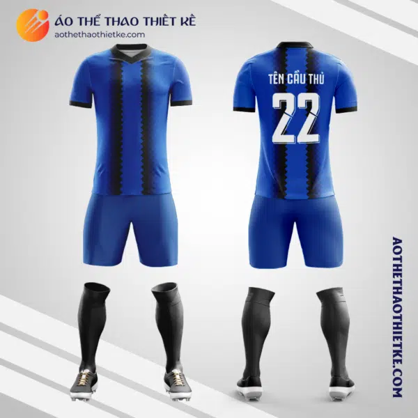 Mẫu đồng phục bóng đá sinh viên Đại học Quốc gia Hà Nội màu xanh dương V5000