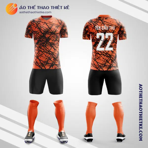 Mẫu đồng phục bóng đá sinh viên Trường Đại học Đồng Tháp màu cam V5067