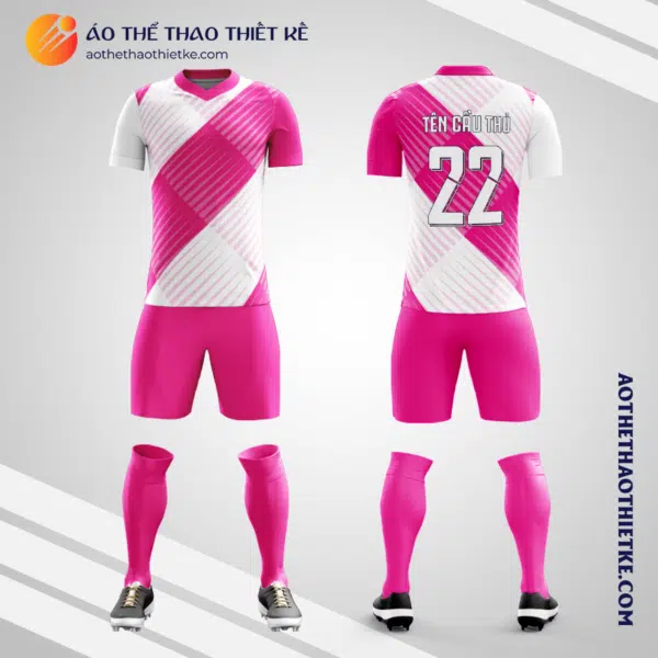 Mẫu đồng phục đá bóng sinh viên Trường Đại học Tài chính - Marketing màu hồng V5117