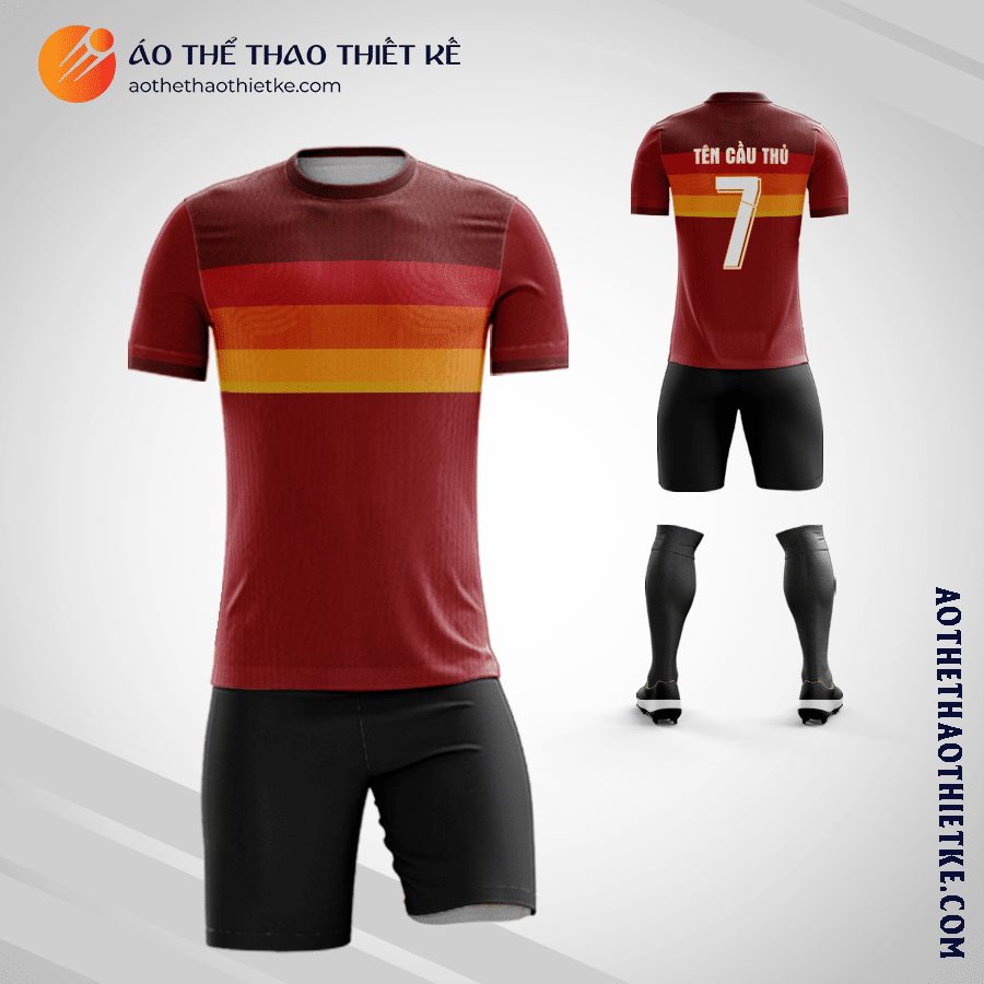 Mẫu quần áo bóng đá Câu lạc bộ Bóng đá AS Roma 2021 màu nâu tự thiết kế V2871