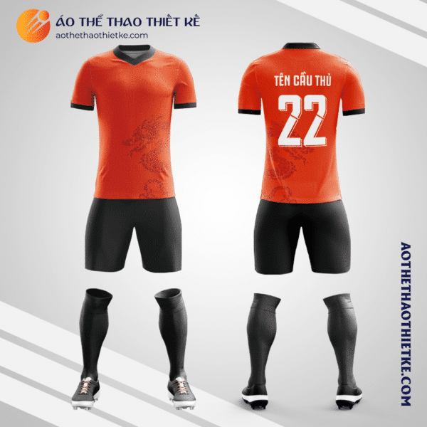 Mẫu quần áo bóng đá Câu lạc bộ Bóng đá Forge sân nhà 2022 màu da cam tự thiết kế V2976