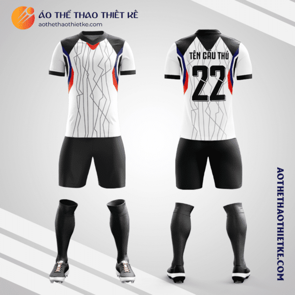 Mẫu quần áo bóng đá Sân Bóng Quyết Tâm màu trắng tự thiết kế V2921