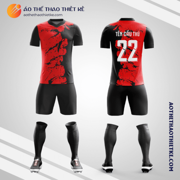 Mẫu quần áo bóng đá Sân bóng Đạt Đức Quận Gò Vấp màu đỏ tự thiết kế V2909