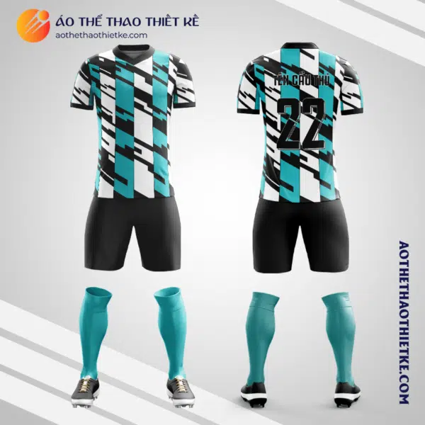 Mẫu quần áo bóng đá Sân bóng đá Hoàng Gia màu xanh ngọc thiết kế V2983