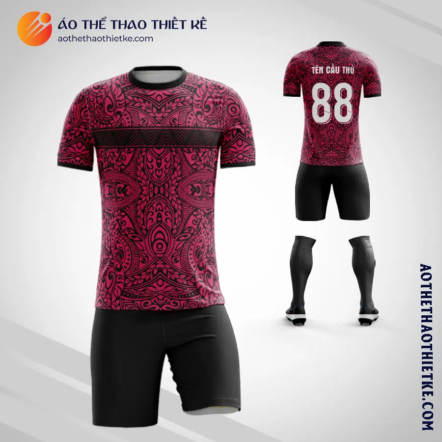 Mẫu quần áo bóng đá Sân cỏ nhân tạo Phương Đô màu hồng tự thiết kế V3013