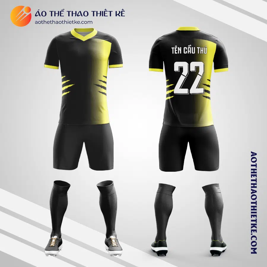 Mẫu quần áo bóng đá họa tiết vất cào của hổ màu vàng tự thiết kế V3001