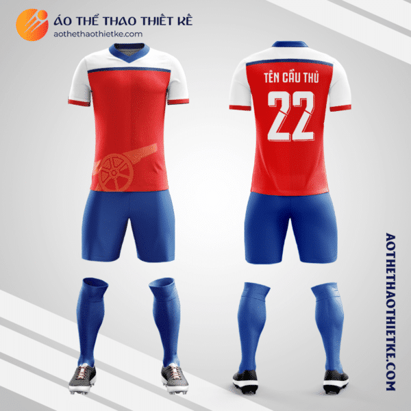 Mẫu quần áo đá banh Câu lạc bộ Bóng đá Arsenal 2022 màu đỏ tự thiết kế V2935
