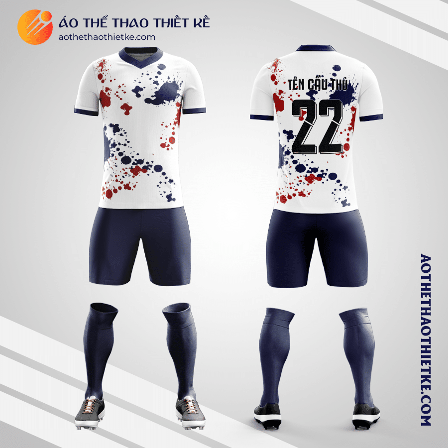 Mẫu quần áo đá banh Câu lạc bộ bóng đá Paris Saint Germain màu trắng tự thiết kế V2936