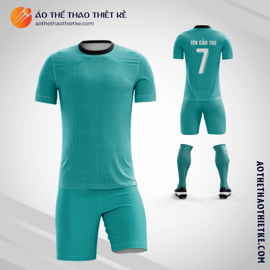 Mẫu áo bóng đá Câu lạc bộ Bóng đá Real Madrid 2022 third kit màu xanh ngọc tự thiết kế V3125