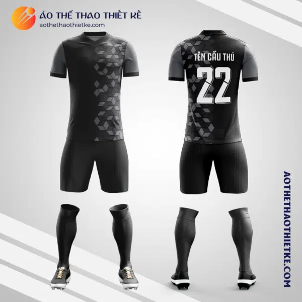 Mẫu đồng phục bóng đá học sinh Trường THPT Dương Xá Hà Nội màu đen V5820
