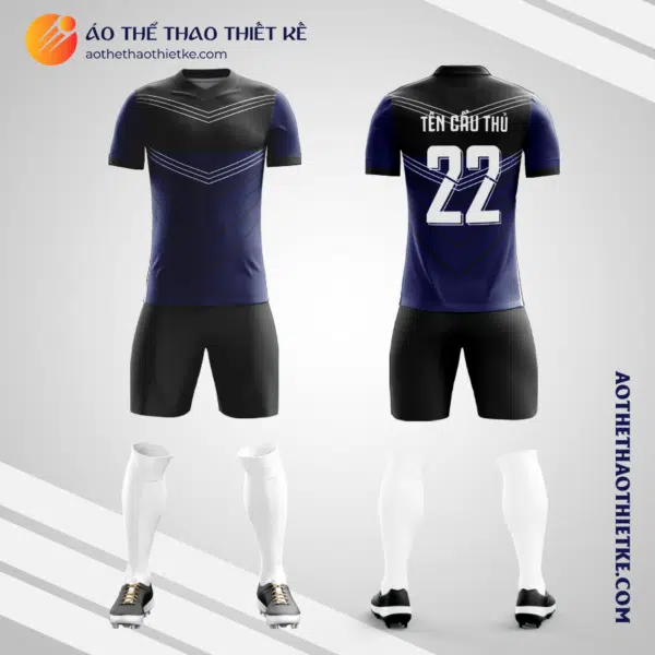 Mẫu đồng phục bóng đá học sinh Trường THPT Khoa học Giáo dục Hà Nội màu tím than V5780