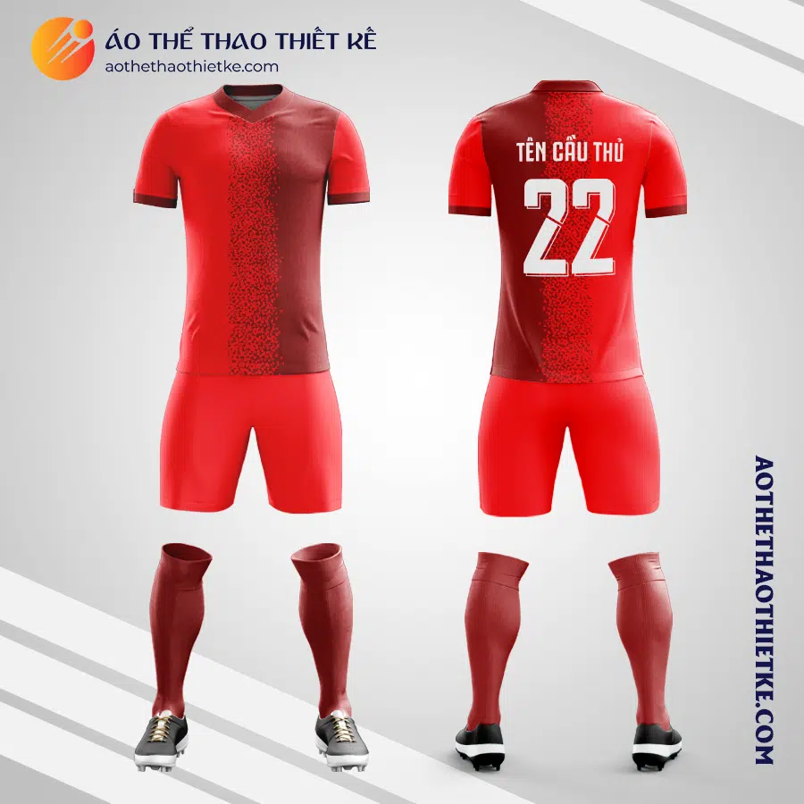 Mẫu đồng phục bóng đá học sinh Trường THPT Nguyễn Thị Diệu TP Hồ Chí Minh màu đỏ V6051