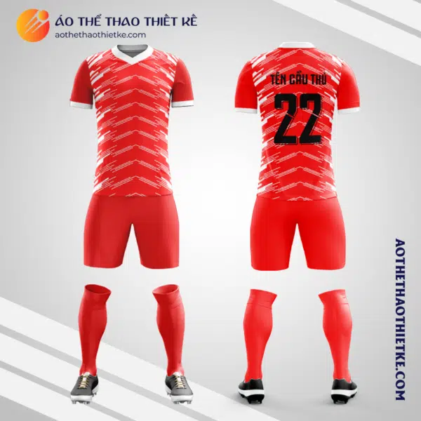 Mẫu đồng phục bóng đá sinh viên Trường Cao đẳng Nghề Thành phố Hồ Chí Minh màu đỏ V5625
