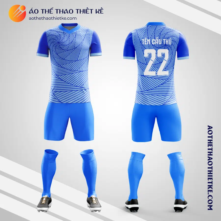 Mẫu đồng phục đá bóng học sinh Trường THPT Lê Thị Hồng Gấm TP Hồ Chí Minh màu xanh dương V6049