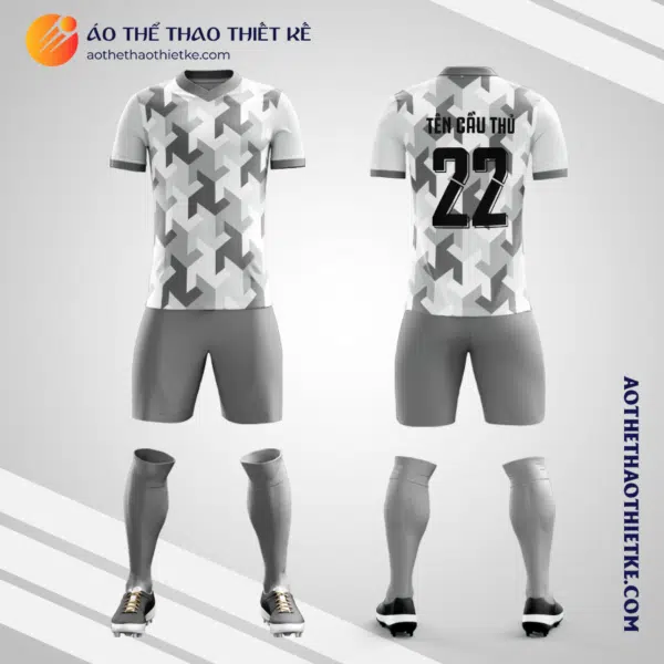 Mẫu đồng phục đá bóng học sinh Trường THPT Lê Văn Thiêm Hà Nội màu xám V5948