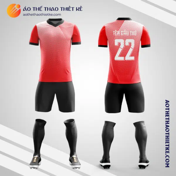 Mẫu đồng phục đá bóng học sinh Trường THPT Mỹ Đức C Hà Nội màu đỏ V5893
