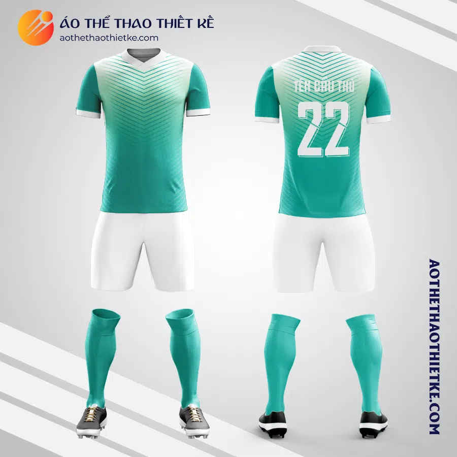 Mẫu đồng phục đá bóng học sinh Trường THPT Phan Huy Chú - Quốc Oai Hà Nội màu xanh ngọc V5865