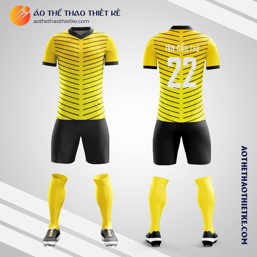 Mẫu đồng phục đá bóng học sinh Trường phổ thông liên cấp Nguyễn Siêu Hà Nội màu vàng V6012
