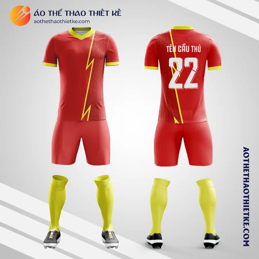 Mẫu đồng phục đá bóng sinh viên Trường Cao đẳng Công nghiệp Nam Định màu đỏ V5391