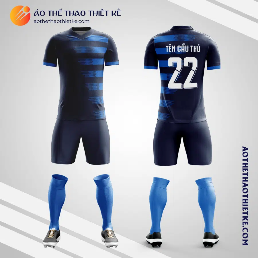 Mẫu đồng phục đá bóng sinh viên Trường Cao đẳng Sư phạm Thừa Thiên - Huế màu xanh đen V5447