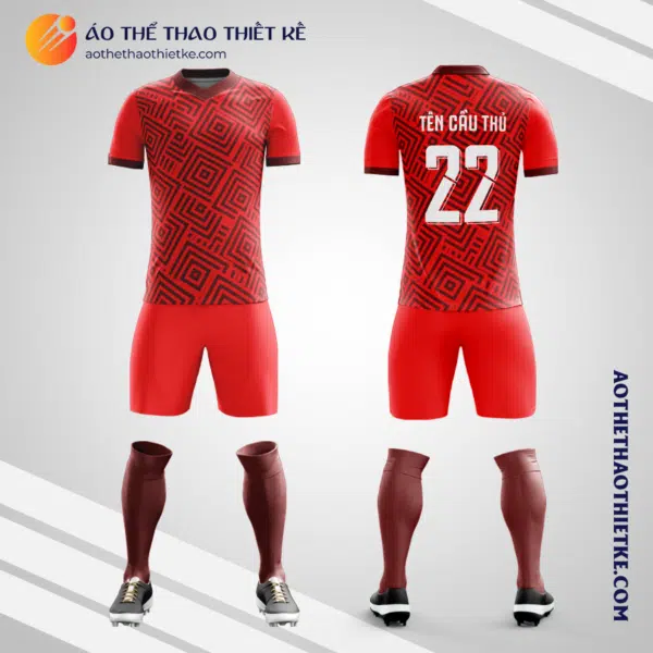 Mẫu đồng phục đội bóng học sinh Trường THPT Phùng Khắc Khoan - Đống Đa Hà Nội màu đỏ V5929